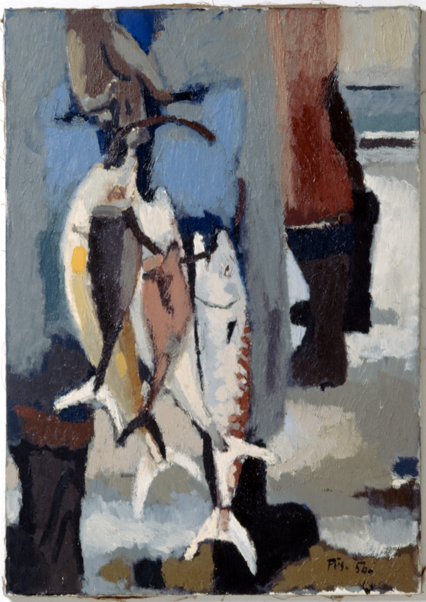 Fischer im Winter, 1956, von Secondo Püschel